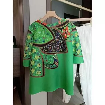 Плиссированный женский топ 2022, тонкая короткая футболка большого размера с круглым вырезом, весенне-летняя дизайнерская футболка с коротким рукавом, одежда M зелёный