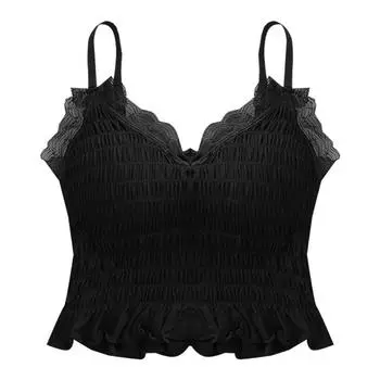 Плиссированный жилет на подтяжках с V-образным вырезом, без стального кольца, кружевом и подушечкой на груди, носится снаружи и в сочетании с красивым бюстгальтером с запахом на спине и груди. one size белый