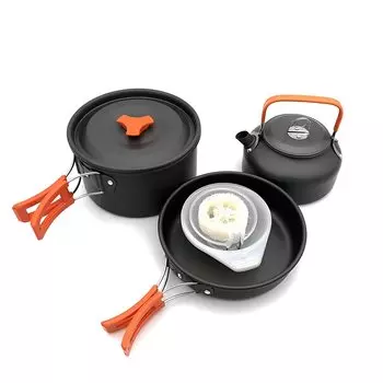 Плита Camp Кемпинг Кулинария Открытый Кастрюля 2 3 Кемпинг Алюминиевый Набор, Плита, Чайник, Кастрюля, Набор, Посуда, Набор, Соло, Люди, Люди, Оборудование, Чайник,