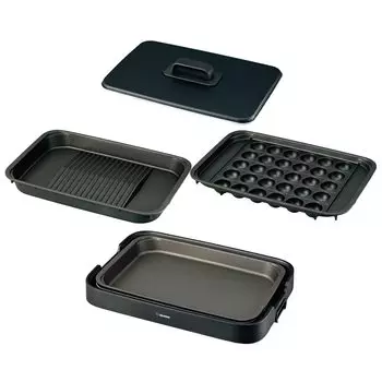 Плита ZOJIRUSHI из 3 предметов, тип Yakiniku Takoyaki, глубокая, плоская, черная + + EA-KK30-BA