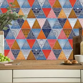 Плитка Мандала в богемном стиле для кухни, ванной комнаты, украшения дома, ремонт мебели, водостойкая самоклеящаяся наклейка на стену из ПВХ 10cm10cm16pcs