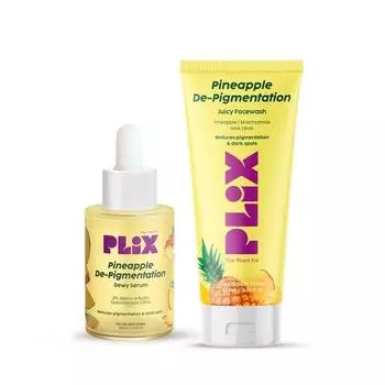 PLIX THE PLANT FIX 5% ананасовая пенка для умывания и сыворотка для всех типов кожи от пигментации и темных пятен, тусклости и выравнивания тона