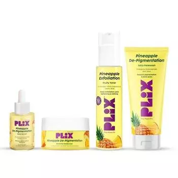 PLIX - THE PLANT FIX | Ананасовый депигментационный режим, очищающее средство с ананасом, депигментирующая сыворотка с ананасом и увлажняющий смузи