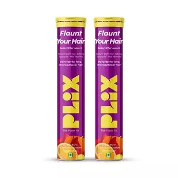 PLIX - THE PLANT FIX Heavenly Hair с натуральным биотином | 15 шипучих таблеток со вкусом апельсина, упаковка из 2 шт. | Поддерживает длинные, блестящие, крепкие волосы