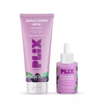 PLIX - THE PLANT FIX Jamun Face Wash и Active Acne Serum Combo(100мл + 30мл) Для активного контроля акне и жирности | Женщины и мужчины