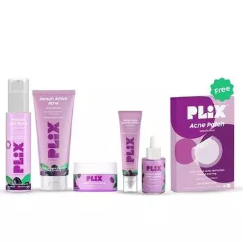 PLIX - THE PLANT FIX The Plan Fix | Jamun Active Acne Regime для мужчин и женщин, тоник с 2% салициловой кислотой, сыворотка, средство для умывания, увлажняющий крем и гель
