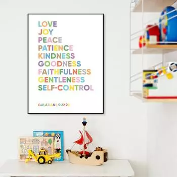 Плод Духа Вдохновляющая Цитата Печать Детская Библия Стих Плакат Христианское Писание Холст Настенное Искусство Детская Комната Домашний Декор 21X30cm No Frame