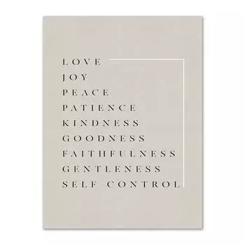 Плод Святого Духа печатает настенное искусство Библейский стих Холст Картина Галатам 5:22-23 Христианская Вера Иисус Холст Декор Плаката 21x30cm No Frame