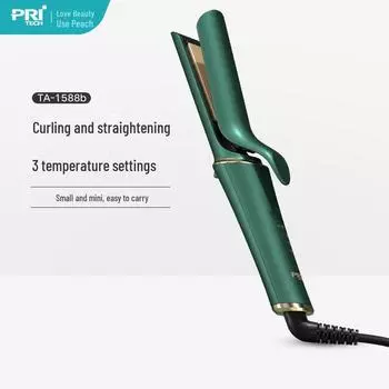 «Плойка и выпрямитель двойного назначения с керамической внутренней пряжкой для челки от Peach, модель 1588B» зелёный