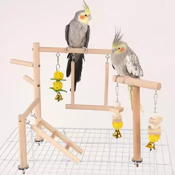 Площадка для игр с попугаями, игровая стойка, лестницы, принадлежности для птичьего спортзала, деревянная жердочка для