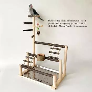 Площадка для игр с птицами, подставка для попугаев из натурального дерева с поддоном из нержавеющей стали, манеж для игр с птицами