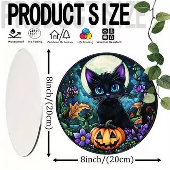 Плоская 2D подвеска, плоский 2D дизайн черных кошек и тыкв, идеально подходит для крыльца, окон, сада и в качестве подарка для гостиной 20cm