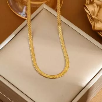 Плоская цепочка из змеиной кости, нишевое модное ожерелье, женская цепочка на ключицу, ювелирные изделия 1