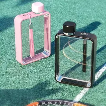 Плоская чашка для воды формата А5, 380 мл, портативная креативная квадратная бутылка большой емкости, спортивный кувшин для воды оранжевый