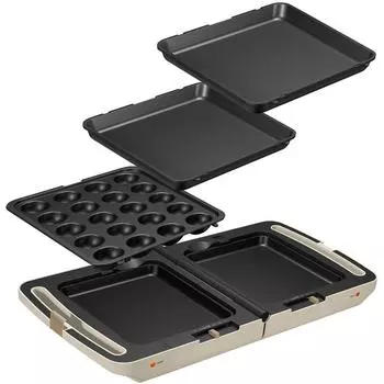Плоская горячая пластина Iris Ohyama Takoyaki, плоская горячая пластина с углублениями, 3 части, складная, двухсторонняя, квадратного типа, левая и правая независимые настройки температуры