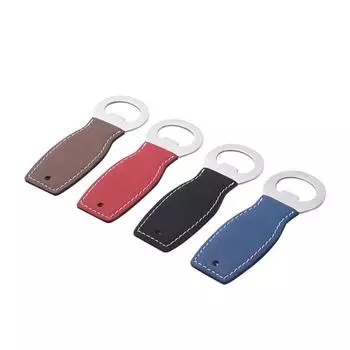 Плоская кожаная ручка разного цвета, открывалка для бутылок, открывалка для пива, кожаная открывалка для бутылок из нержавеющей стали