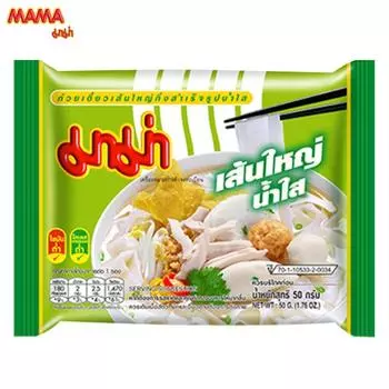 Плоская лапша быстрого приготовления Mama Прозрачный суп 50 г x 6 шт / 12 шт / 24 шт - Thai Food 50 g x 6 pcs