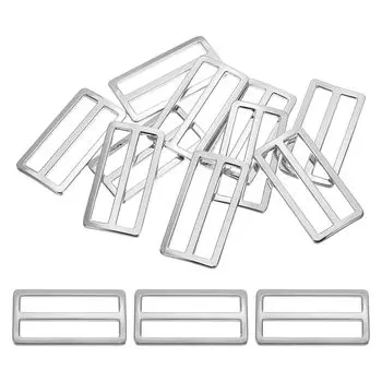 Плоская металлическая пряжка-слайдер 10 шт. Слайдер для ременной стропы Регулятор ремня Петля для ремня Кожаное ремесло Сделай сам Сумка Ремень Кошелек Изготовление Серебристый [PATIKIL] 2 /50мм