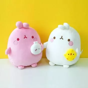 Плоская мягкая кукла Моланг Пиу, 25 см, белый,розовый Популярные игрушки для корейских детей white