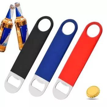 Плоская открывалка для бутылок, открывалка для пива из нержавеющей стали, портативная открывалка для бутылок в баре с отверстиями для подвешивания для бармена, кухни, вечеринки в баре чёрный