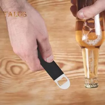 Плоская открывалка для бутылок, открывалка для пива из нержавеющей стали, портативная открывалка для бутылок в баре с отверстиями для подвешивания для бармена, кухни, вечеринки в баре чёрный