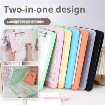 Плоская папка с зажимом для документов 2-в-1, органайзер для контрольной бумаги формата А4 с наклейками, водонепроницаемая розовый