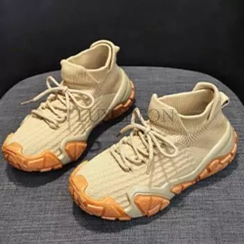 Плоская подошва из сетчатой ткани, дышащая мягкая подошва, легкие походные ботинки, нескользящие, износостойкие, повседневные, удобные носки 35 бежевый