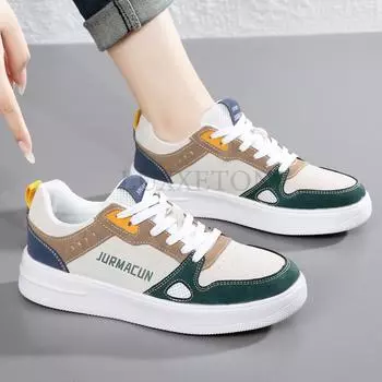 Плоская подошва с круглым носком, сетчатая дышащая женская обувь в студенческом стиле, повседневная и универсальная, противоскользящая и износостойкая обувь для катания на доске 35