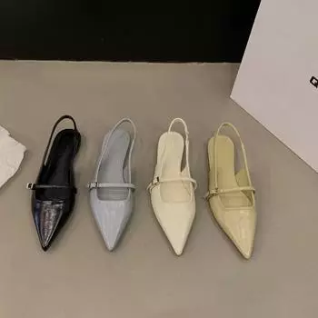 Плоская подошва универсальная не устающая нога мешок голова сандалии сказочные туфли 2025 новые весенне-летние остроконечные темпераментные нишевые одиночные туфли 35 чёрный