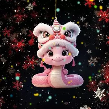 Плоская подвеска для автомобиля в виде змеи из акрила с шнурком, легко подвешивается, 2D, украшение для рождественской елки, новогоднее украшение для зеркала заднего вида