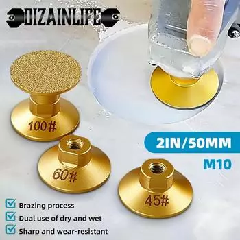 Плоская шлифовальная головка M10 с алмазным напылением для мрамора, камня, столешницы, плитки, кромки, грубый полировальный диск, угловая шлифовальная машина, абразивная накладка