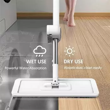 Плоская швабра из микрофибры с вращением на 360°, с функцией свободного отжима, для уборки пола, с 4 насадками для швабры, ленивая швабра, бытовые чистящие средства