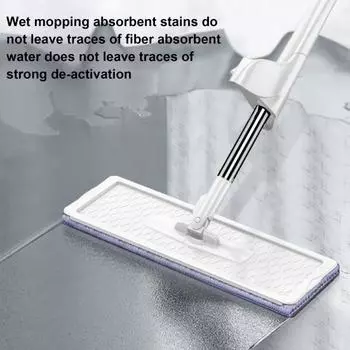 Плоская швабра Просторный охват Бесплатная мойка Вращение на 360 градусов Большая плоская швабра Влажная уборка