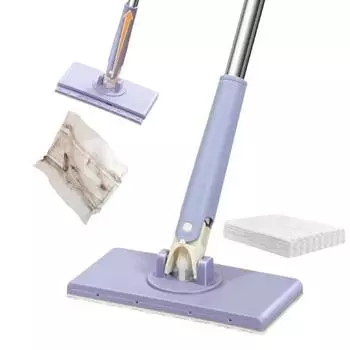 Плоская швабра с тряпкой для кухни, ванной, дома, мини-швабра с вращением на 360 градусов, сухая и влажная уборка, простая в использовании швабра, инструмент для уборки дома 70cm фиолетовый