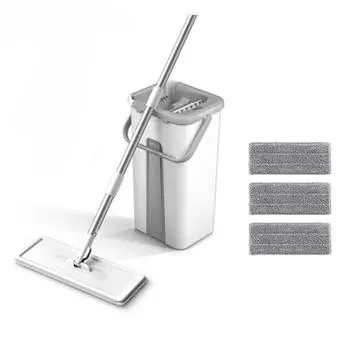 Плоская швабра с ведром, отжимающая вручную швабра для чистки пола, подушечки для швабры из микрофибры, инструменты для влажной или сухой уборки Barrel two cloth