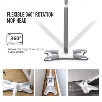 Плоская швабра X-типа. Швабра без рук. Плоская швабра для мытья. Легко скручивается. Запасной коврик из микрофибры. Бытовой кухонный ламинат из твердой древесины. Комплект швабры для влажной и сухой уборки. Set 1 серый