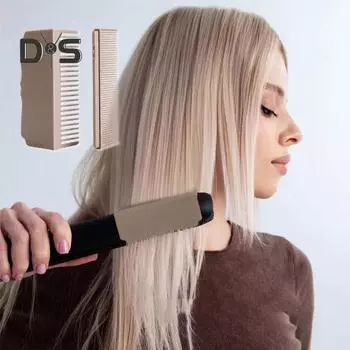 Плоская железная расческа с зажимом, выпрямитель для волос, съемная насадка для электрического утюга для волос, женская щетка для волос, инструменты для укладки светло-серый