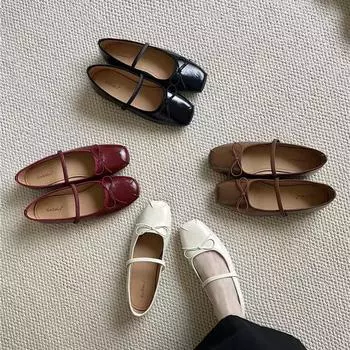 Плоские балетки одинарные туфли женские туфли маленькие кожаные туфли туфли Мэри Джейн 35 чёрный