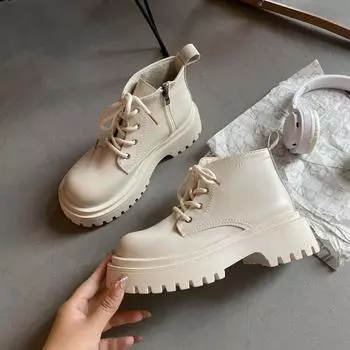 Плоские черные туфли для женщин Сабо на платформе Женская обувь в британском стиле Оксфорды Летние криперы Cross Новое платье Опрятный ретро 35 бежевый