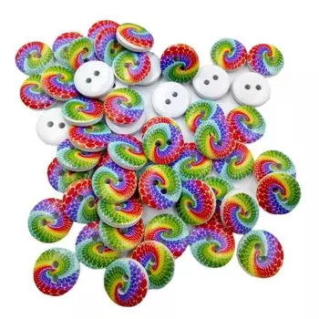 Плоские круглые швейные декоративные деревянные пуговицы своими руками 50 шт. 2-дырочные радужные пуговицы 20mm
