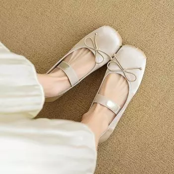 Плоские одинарные туфли женские туфли Мэри Джейн с закрытым носком и одним ремешком милые балетки с бантом 35 серебряный