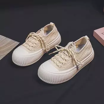 Плоские полые белые туфли женские летние тонкие сетчатые плоские кроссовки универсальные дышащие парусиновые туфли для студентов 35 чёрный