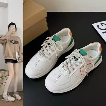 Плоские повседневные белые туфли для женщин, осенние спортивные туфли, одинарные туфли 35 зелёный