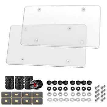 Плоские прозрачные крышки номерного знака, 2 шт. в упаковке, прозрачные небьющиеся щитки номерного знака с вентилем для шин