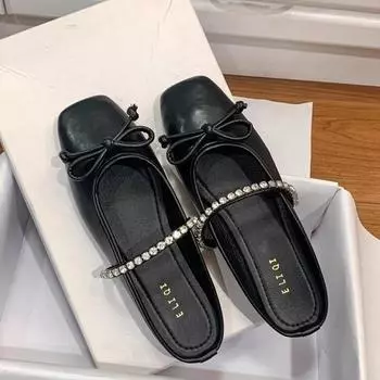 Плоские серебристые нежные тапочки-мешки с головкой, верхняя одежда 2025 года, новые весенне-летние тапочки-мешки с жемчугом и бантом 35 серебряный