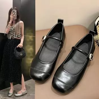 Плоские серебристые одинарные туфли женские весна 2025 новые туфли Мэри Джейн в стиле фей нежные вечерние туфли 35 серебряный