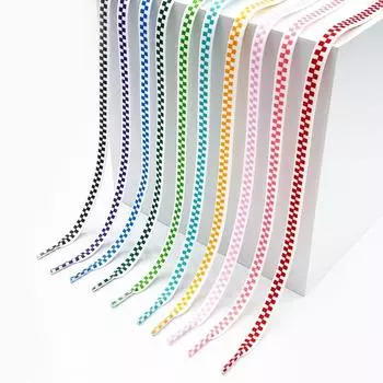 Плоские шахматные шнурки для кроссовок, классические волнистые шнурки, спортивные, повседневные, парусиновые, баскетбольные, теннисные, шнурки для женщин и мужчин 120cm чёрный