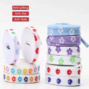 Плоские шнурки для кроссовок Шнурки для обуви с сердечками и любовью Цветы Маленькие ромашки Сакура Шнурки для обуви Высокие холщовые шнурки для обуви 120cm