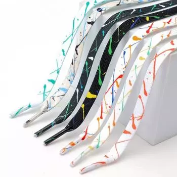 Плоские шнурки Splash Ink для кроссовок, повседневная обувь из холста, шнурки для обуви, цветные шнурки для женщин, мужская обувь, аксессуары 120cm