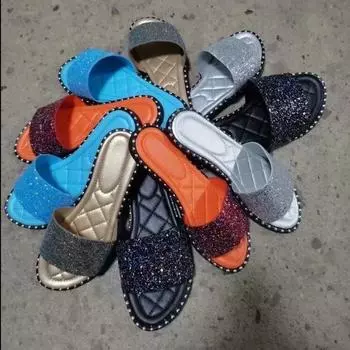 Плоские тапочки Grit Женские тапочки Крутые африканские тапочки с одним иероглифом Женская обувь 36 чёрный